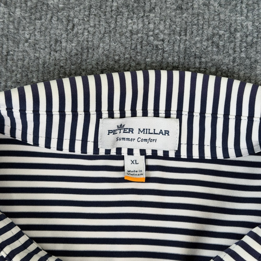 Peter Millar Summer Comfort Kingsbarns Golf Polo Shirt Mens XL Blue White - Picture 4 of 8